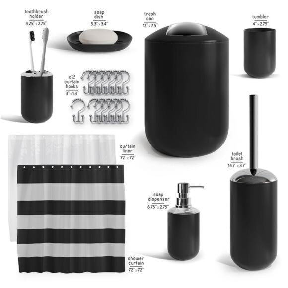 20 Piece Bathroom Accessories Set, Black Bathroom Decor Set - Picture 4 of 7